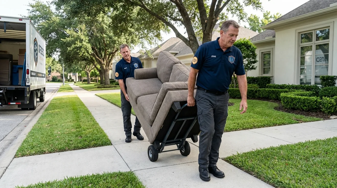Local residential moving crew loading furniture in West Bridgewater, MA